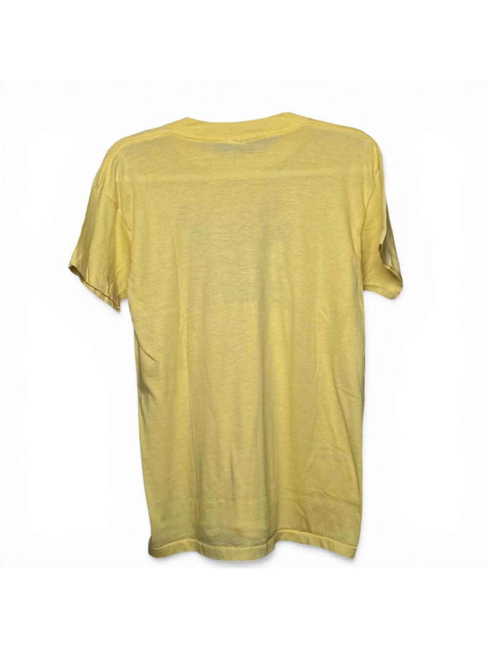 Vintage 70s Pale Yellow Single Stitch Novelty Graphic T-Shirt Large - Picture 2 of 3